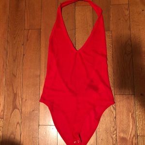Red Sheer Bodysuit Lowback